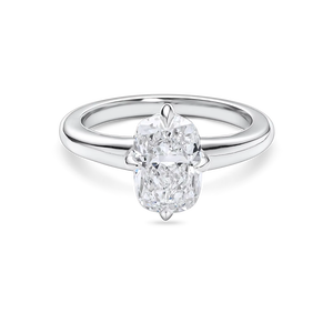 Bague de fiançailles solitaire taille coussin – Diamant de laboratoire avec griffes en forme de boussole, or blanc massif 14 carats, bagues de fiançailles de mariée - Product Image 1