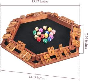 Juego de mesa de dados en caja de madera, clásico juego Shut The Box con dados para diversión familiar - Product Image 5
