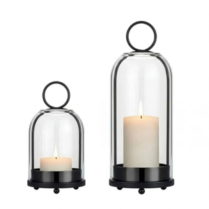 เชิงเทียนโลหะสีดำทรงเรียวพร้อมแผงกระจกทนความร้อนสำหรับตกแต่งบ้านงานแต่งงาน ลดราคา - Product Image 6