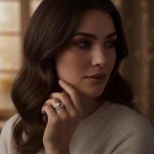 Pear Cut Moissanite Engagement Ring Set <b>Sterling</b> <b>Silver</b> Prong Setting Trendy Luxury Women's <b>Wedding</b> <b>Band</b> Stackable Design - Product Image 6