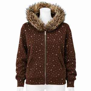 Fabricante de ropa urbana, sudadera con capucha holgada para hombre, con logotipo personalizado, tejido grueso de 360 g/m², hombros caídos, cuello de piel sintética, cierre de cremallera. - Product Image 1