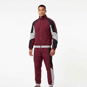OEM Custom LOGO <b>Embroidery</b> Two Piece Zip up Jacket Long <b>Set</b> with Reflective Polyester Windbreaker Tracksuits for Men - Product Image 5