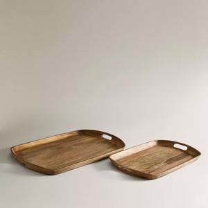 Bandeja de Servir de Madera Rústica Moderna, Bandeja de Madera Maciza para Servir Té, Café y Desayuno - Product Image 3