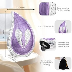 Traditional Aluminum Tear Drop Funeral <b>Keepsake</b> Urn <b>Memorial</b> Ash Container Crafted With Decorative Smooth Finish - Product Image 3