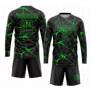 Maillot de football personnalisé imprimé numériquement de qualité supérieure, motif craquelé noir et vert, anti-humidité, 100 % polyester, manches courtes pour homme - Product Image 3