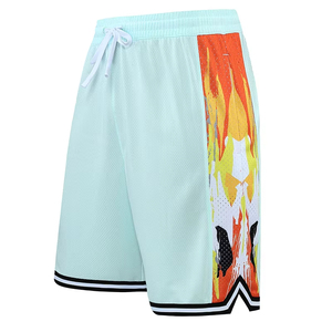 Men's White Mesh Basketball Shorts With Colorful Side Print Drawstring Closure Breathable Regular Fit All Seasons Sportwear - Product Image 5