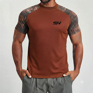 Camiseta de Compresión de Alto Rendimiento para Hombre, Textura Suave, Material Combinado, Antiencogimiento, Larga Duración, Servicio OEM - Product Image 1