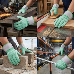 Gants de travail durables en cuir de vachette pleine fleur et croûte, avec design confortable, pour la sécurité dans l'industrie de la construction - Product Image 3