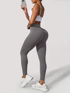 Leggings de sport côtelés à taille haute effet délavé pour femme |   Leggings d'entraînement à haute élasticité |   Vêtements de sport respirants et élégants pour la course à pied - Product Image 2