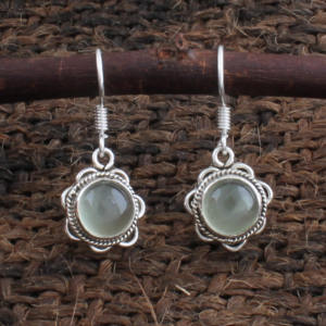 Pendientes de Prehnita Natural al por Mayor, Pendientes Redondos de Plata de Ley 925 con Piedras Preciosas para Mujer, Joyería Fina, Regalo, Fabricante - Product Image 2