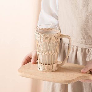 Handmade Weaving Pouring Pitcher Jug Rattan <b>Wrap</b> Pitchers glassware Accessories Cup Holder Covers - Product Image 2