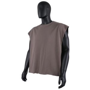 Casual Cotton Custom Crop Vintage Wash O-Neck Boxy Breathable Quick Dry Tank Top with Customized Color & <b>Logo</b> for Men - Product Image 6