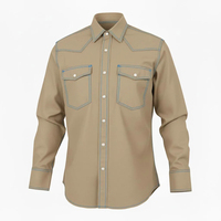 Camisa de Trabajo Occidental Ignífuga 2026 para Hombre, Manga Larga, Triple Costura, Algodón Twill Resistente, Transpirable y de Secado Rápido