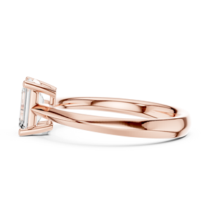 Vintage Emerald Cut Moissanite Diamond Solitaire <b>Ring</b> - Rose Gold Plated 925 Sterling <b>Silver</b> Engagement <b>Plain</b> Band for Women - Product Image 2