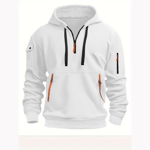 Sweat à capuche 100 % coton avec fermeture éclair 1/4, design unique, coupe oversize pour homme, vente en gros - Product Image 4