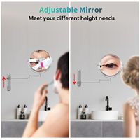 Miroir de maquillage mural en métal chromé de 8 pouces avec grossissement 1X, design moderne et hauteur réglable pour salle de bain