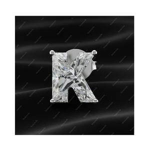 Regalos de Navidad, Pendientes de Plata de Ley 925 con Letra Inicial K, Diamante Cultivado en Laboratorio con Certificación GIA IGI, Oro Fino, para Él y para Ella - Product Image 1