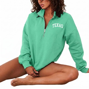 <b>Women</b> Oversized <b>Half</b> <b>Zip</b> Winter Front Custom Florida Fleece Pullover Long Sleeve Quarter <b>Zip</b> Mock Neck Casual Loose Streetwear - Product Image 2