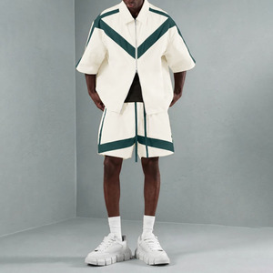 Luxury <b>Men's</b> Unisex Tracksuit Oversized Set Front Print Logo Knitted Solid <b>Summer</b> Tech Zipper <b>Jacket</b> & Shorts Outerwear <b>Men</b> Set - Product Image 1