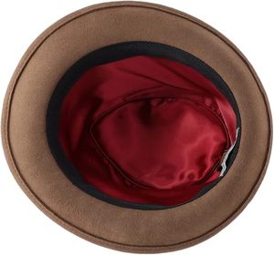Black Wool Felt Fedora Hat Ribbon Band Adjustable Wide Brim Unisex Classic Style for Party Outdoor Travel - Product Image 5