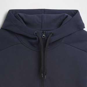 Sweat-shirt à capuche zippé bleu foncé pour homme, coupe ample, décontracté, en molleton de coton tricoté, grandes tailles, avec poches, pour l'hiver - Product Image 4