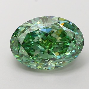 Diamant de laboratoire CVD ovale de 4,51 carats, vert vif fantaisie modifié, clarté VS1, polissage excellent, pierre précieuse de luxe pour bijoux - Product Image 1