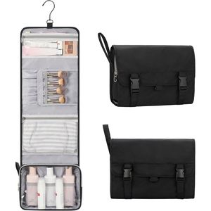 Borsa da Viaggio Portatile Appendibile per Articoli da Toeletta con Porta Pennelli per Trucco e Gancio Pratico - Product Image 3