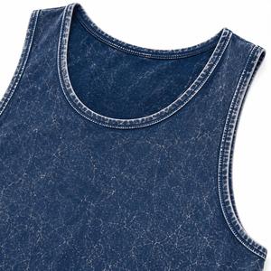 Débardeur Homme Tendance Bleu Col Rond Sans Manches Couleur Unie Tricoté Coupe Décontractée Effet Délavé Vêtement de Sport - Product Image 6