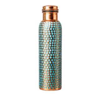 Vintage Copper <b>Water</b> <b>Bottle</b> With Diamond Hammered Pattern Leak-Proof Ayurvedic Copper Flask For <b>Gym</b> Sports & Business Gifts - Product Image 5
