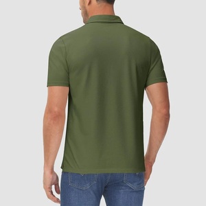 Chemise Homme Vert Olive à Manches Courtes, Couleur Unie, Tissu Non Tissé, Coupe Droite, Boutons, Séchage Rapide, Logo Avant - Product Image 5