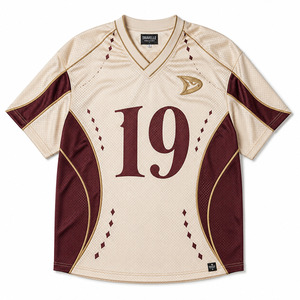 Wholesale Custom Logo <b>Y2K</b> Mesh Athletic Jersey Retro Cream Burgundy Sports Shirt Embroidered Streetwear Manufacturer - Product Image 2