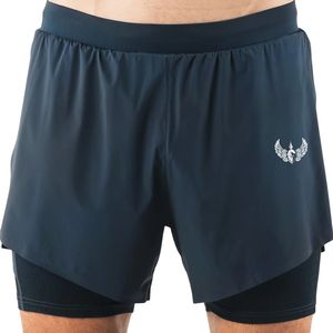 Shorts de course 2 en 1 pour homme, bleu marine, respirants, pour la course à pied, la remise en forme, la salle de sport, les vêtements de sport, avec poche - Product Image 3