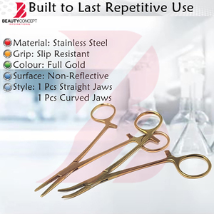 Pinzas Hemostáticas Manuales Kelly de Acero Inoxidable de 5 Pulgadas, Color Dorado, para Uso Hospitalario, Instrumentos Quirúrgicos con Certificación CE - Product Image 5