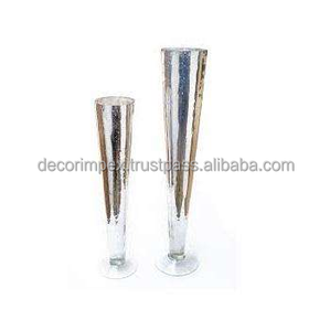 Juego de jarrones de flores martillados de plata de aluminio de calidad Contenedores florales elegantes Jarrones de vajilla de diferentes tamaños y formas - Product Image 3