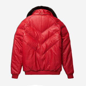 Blouson Bomber Homme en Cuir et Toile, Col Rabattu, Respirant, Fermeture Éclair, Manteau d'Hiver Décontracté, Vêtement d'Extérieur OEM - Product Image 2