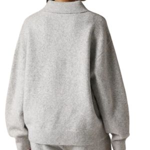 Suéter Polo de Punto para Hombre, Manga Larga, Gris Jaspeado, Textura Suave, Cuello con Botones, Estilo Casual, Invierno, Mezcla de Algodón, OEM - Product Image 4