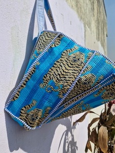 <b>Vintage</b> Lightweight Solid Color Cotton Quilted <b>Tote</b> <b>Bag</b> Handmade Zipper Shoulder Reusable Shopping Travel Market Everyday Carry - Product Image 5