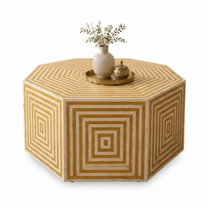 Table basse en os incrusté faite à la main, tabouret d'appoint de luxe à motif floral, table d'appoint cascade noir et blanc, table de chevet en promotion - Product Image 4