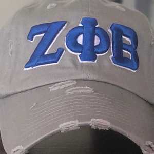 Zeta Phi Beta <b>Grey</b> Distressed Hat ZPB Embroidered 1920 Sorority <b>Baseball</b> <b>Cap</b> Adjustable Strap Casual Stylish Women <b>Cap</b> - Product Image 5