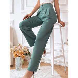 Pantalon habillé droit taille haute pour femme, longueur complète, idéal pour le bureau, les affaires ou les tenues décontractées - Product Image 4