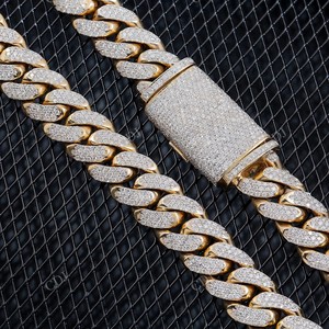15MM 23" Gold Plated Fully Iced Miami Cuban Link <b>Rapper</b> VVS D Moissanite Sterling Silver Hip Hop Necklace GRA Certified - Product Image 3