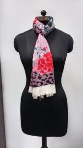 Elegant Floral Polyester <b>Scarf</b> For Women Long Multi Functional Fashion Accessory All Seasons Pink <b>Red</b> Black Pattern Printed - Product Image 4