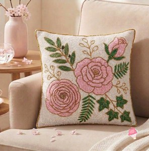 Housse de coussin perlée faite à la main de qualité supérieure avec broderie complexe pour un salon de luxe, une chambre à coucher et une décoration intérieure élégante - Product Image 5