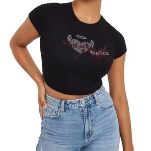 เสื้อยืดครอปพิมพ์ลายการ์ตูน คอกลม แขนสั้น ทรงพอดีตัวสำหรับผู้หญิง สไตล์สตรีทแวร์ - Product Image 6