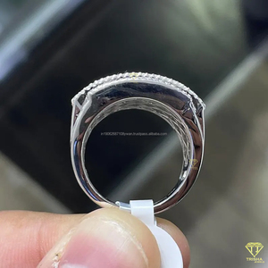 Bague pour homme en Moissanite personnalisée en argent sterling 925 massif, bague en Moissanite couleur VVS D glacé pour rappeur Hip Hop - Product Image 4