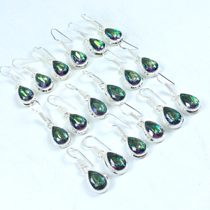Pendientes Colgantes de Lágrima de Topacio Místico Chapados en Plata de Ley 925 Hechos a Mano, los Más Vendidos, Joyería de Moda con Piedras Preciosas Artesanales al por Mayor - Product Image 2