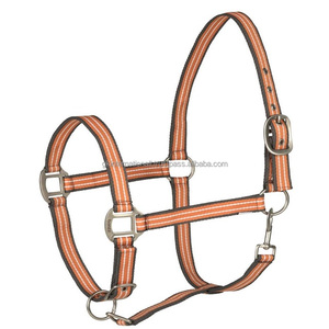 Sangle en nylon bicolore personnalisée Fait à la main Nylon Horse Halter en plusieurs couleurs et tailles personnalisées Quincaillerie en nickel réglable - Product Image 4