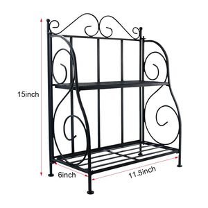Scaffale Moderno Autoportante in Metallo a 2 Ripiani per Cucina/Bagno - Finitura in Alluminio/Plastica - Product Image 6