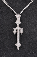 Harmonic Jewels Collier Pendentif Croix Gothique Chrétienne Hip Hop Personnalisé, Charme en Moissanite Micro-Pavé Brillant, Argent 925