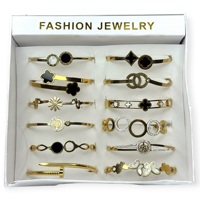 Bracelets manchette pour femme en acier inoxydable plaqué or 18 carats, design géométrique, lot de 12 pièces, élégant pour mariage - Vente chaude